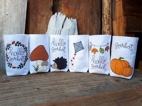 Herbst Set Hagebutte - doodle Stickdatei